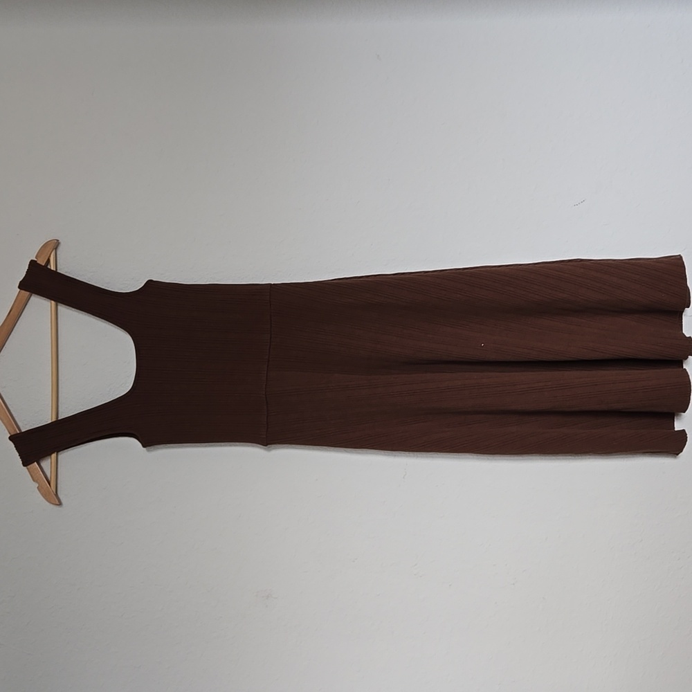 Vince Rib Sweetheart-Neck Camisole Dress Sleeveless A-line Hazelnut Brown S - Picture 8 of 10